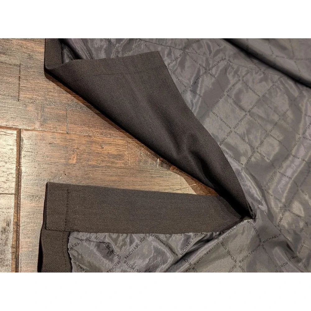 Michael Kors Coat Mens L Charcoal Herringbone Zip Quilted Lined‎ Water Resistant